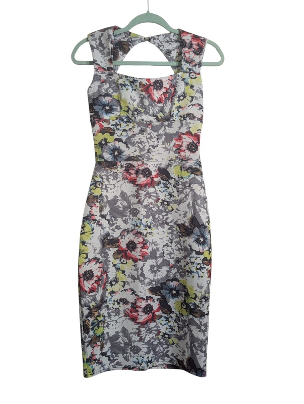 Boohoo Floral Bodycon Midi Dress Cutout Back UK 10 / US 6 - Picture 2 of 11